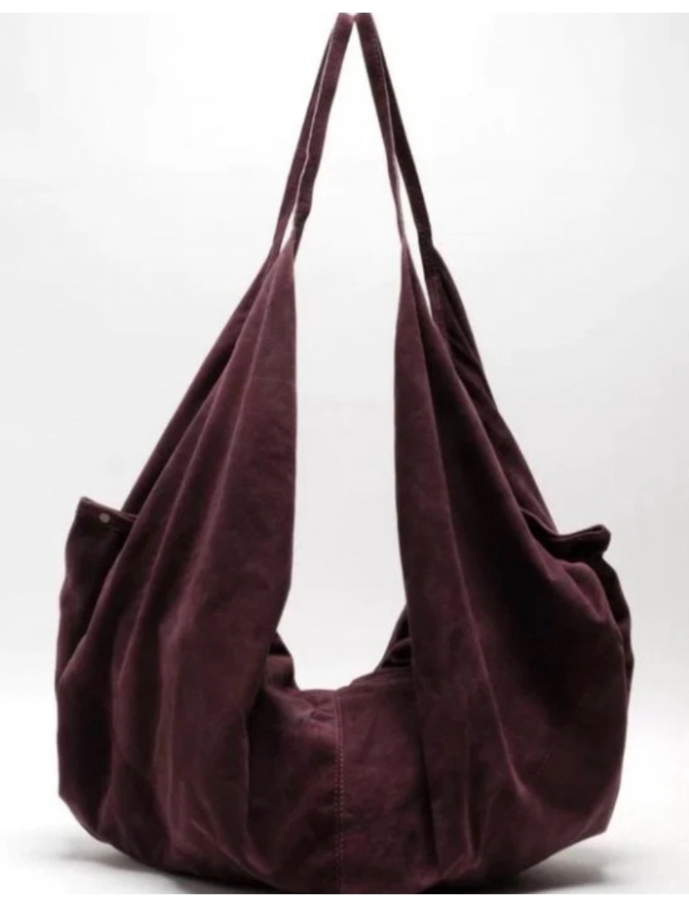 Free People We The Free Sun Faded Leather Hobo in Aubergine
